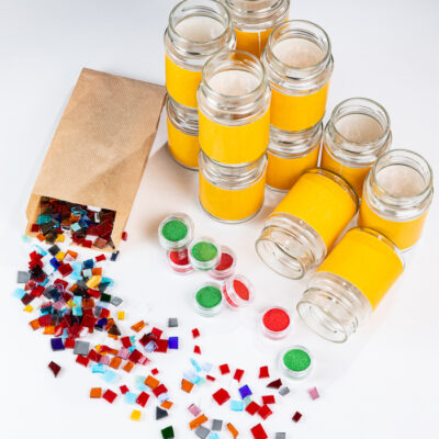Set of 12 mosaic jars
